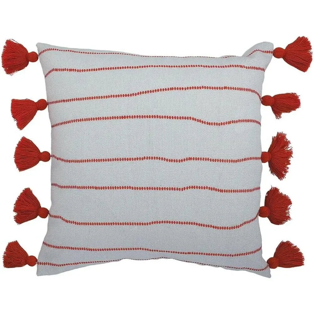 Divine Home Bands Indoor/Outdoor Accent Throw Pillow, Orange/White 17